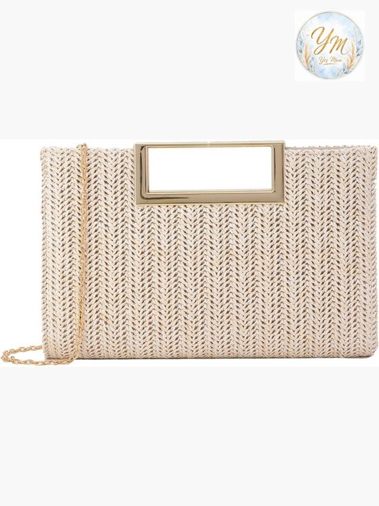 Handbags - Top Handle Straw Clutch Woven Raffia Crossbody Evening Beach Bag